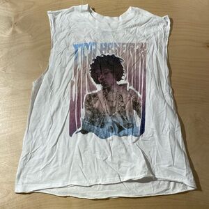 Authentic Hendrix White Graphic Sleeveless Tee XL (OC)